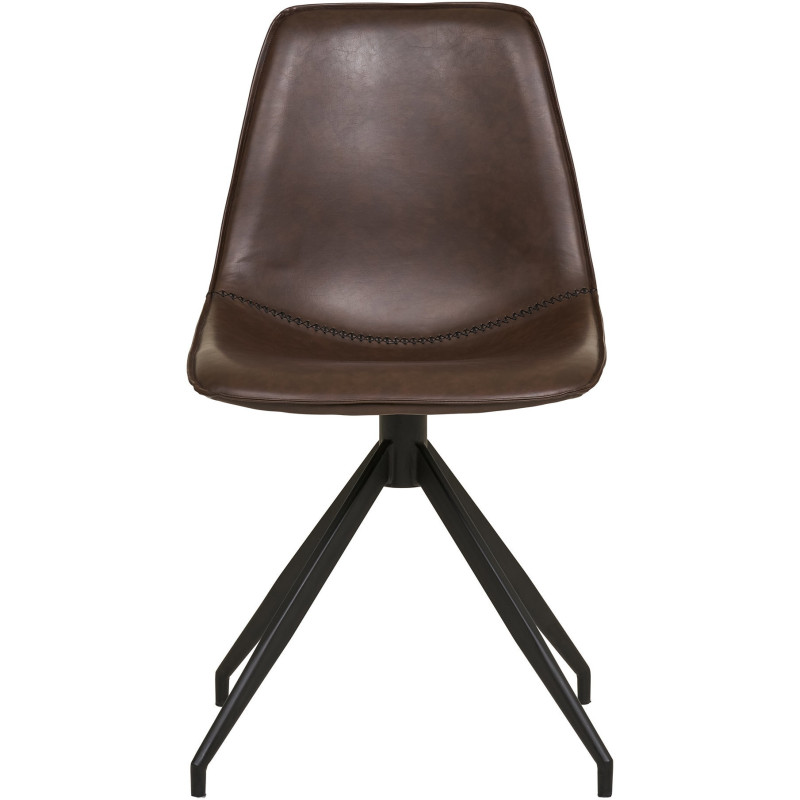 Chaise moderne pivotante Polyuréthane Marron foncé Métal Noir Monaco (Lot de 2) House Nordic - 2