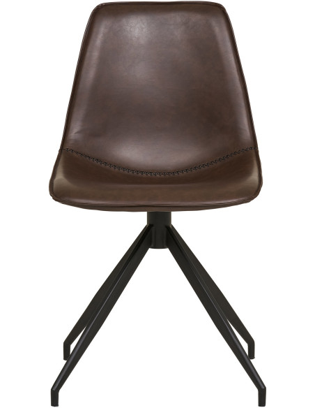 Chaise moderne pivotante Polyuréthane Marron foncé Métal Noir Monaco (Lot de 2) House Nordic - 2