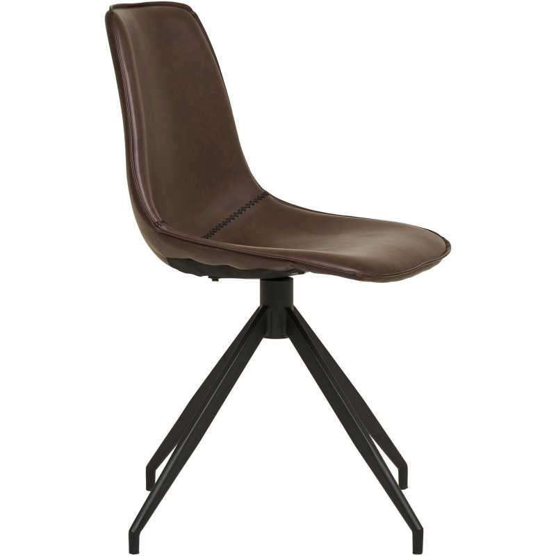 Chaise moderne pivotante Polyuréthane Marron foncé Métal Noir Monaco (Lot de 2) House Nordic - 3
