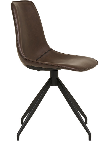 Chaise moderne pivotante Polyuréthane Marron foncé Métal Noir Monaco (Lot de 2) House Nordic - 3