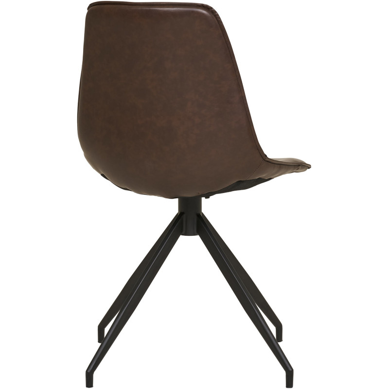 Chaise moderne pivotante Polyuréthane Marron foncé Métal Noir Monaco (Lot de 2) House Nordic - 4