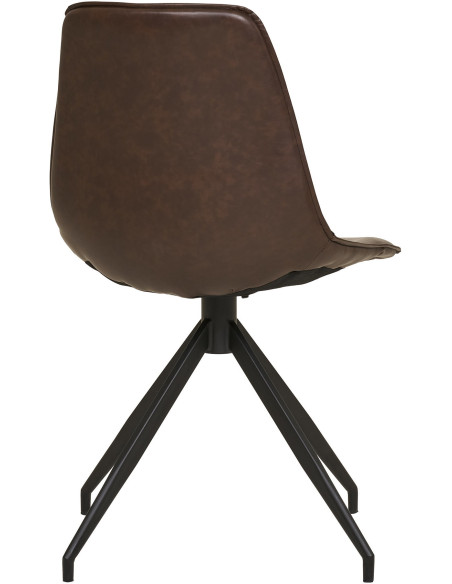Chaise moderne pivotante Polyuréthane Marron foncé Métal Noir Monaco (Lot de 2) House Nordic - 4