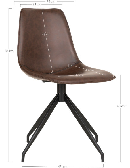Chaise moderne pivotante Polyuréthane Marron foncé Métal Noir Monaco (Lot de 2) House Nordic - 5