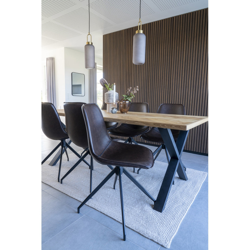 Chaise moderne pivotante Polyuréthane Marron foncé Métal Noir Monaco (Lot de 2) House Nordic - 6