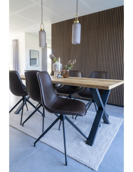 Chaise moderne pivotante Polyuréthane Marron foncé Métal Noir Monaco (Lot de 2) House Nordic - 6