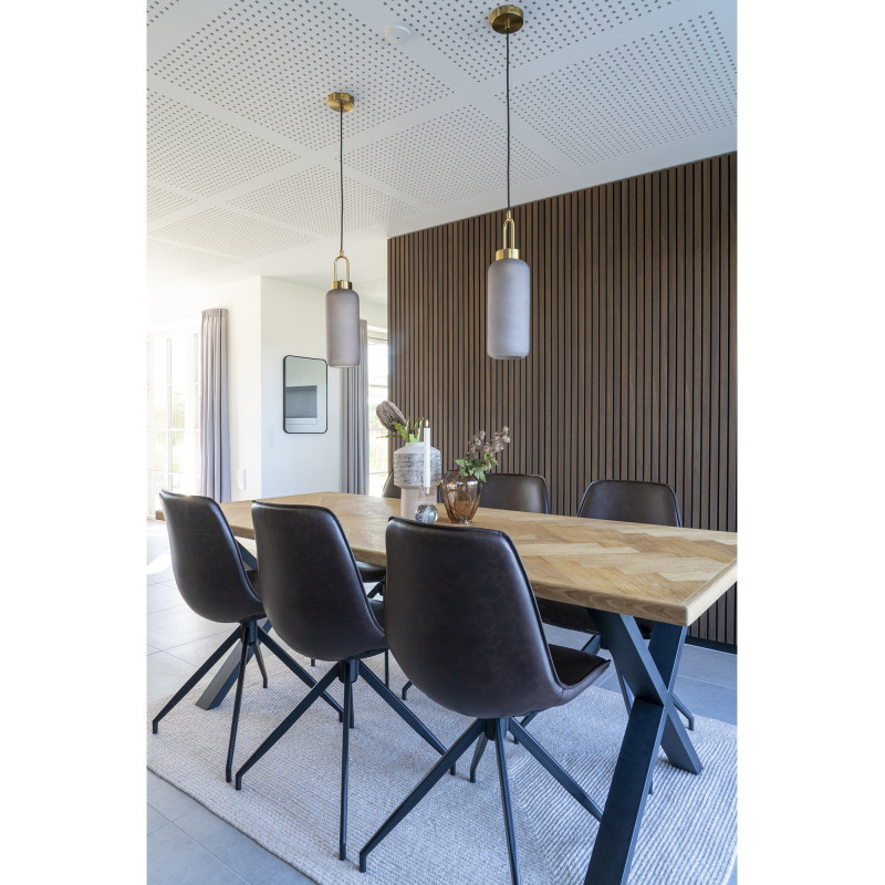 Chaise moderne pivotante Polyuréthane Marron foncé Métal Noir Monaco (Lot de 2) House Nordic - 7
