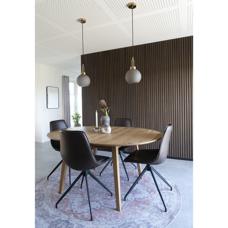 Chaise moderne pivotante Polyuréthane Marron foncé Métal Noir Monaco (Lot de 2) House Nordic - 8
