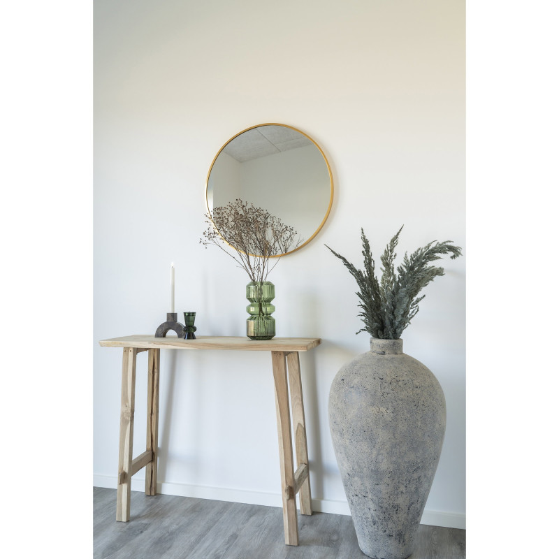 Miroir mural moderne Rond 60 cm Métal Doré Effet laiton Madrid 