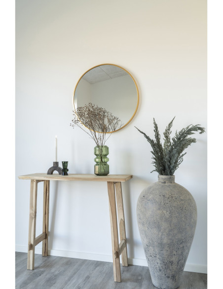Miroir mural moderne Rond 60 cm Métal Doré Effet laiton Madrid 
