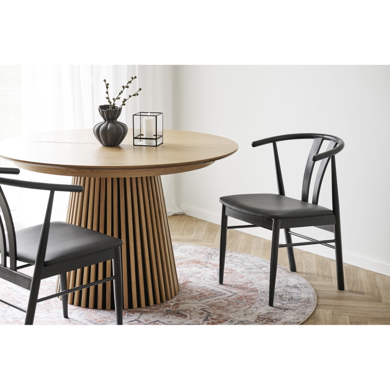 Grand Tapis oriental Rond 200x200 Chenille Polyester Orange Bleu Havana 