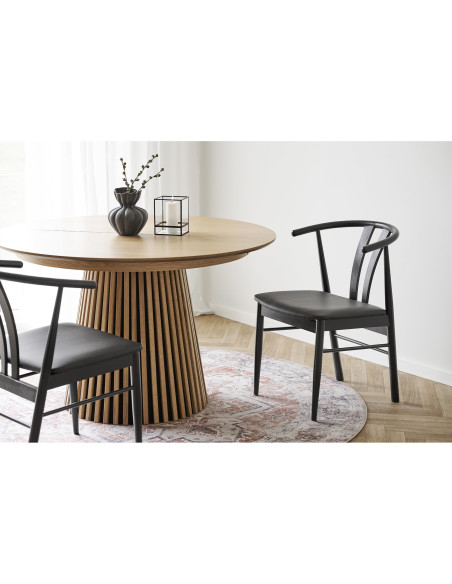 Grand Tapis oriental Rond 200x200 Chenille Polyester Orange Bleu Havana 