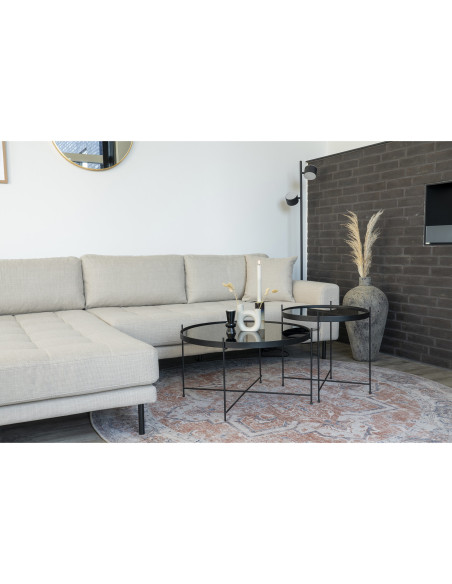 Grand Tapis oriental Rond 200x200 Chenille Polyester Orange Bleu Havana 