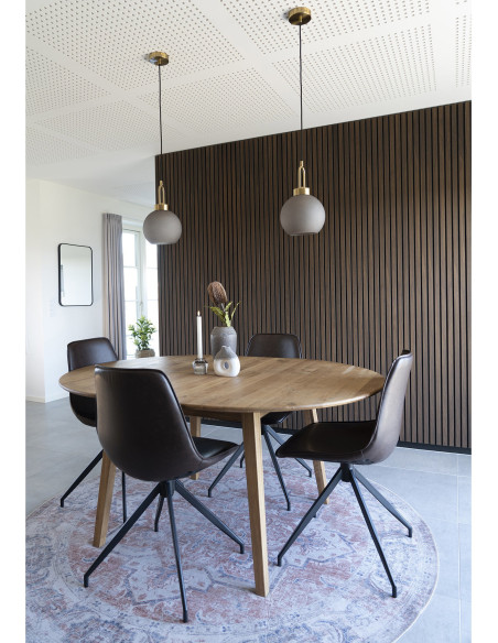 Grand Tapis oriental Rond 200x200 Chenille Polyester Orange Bleu Havana 