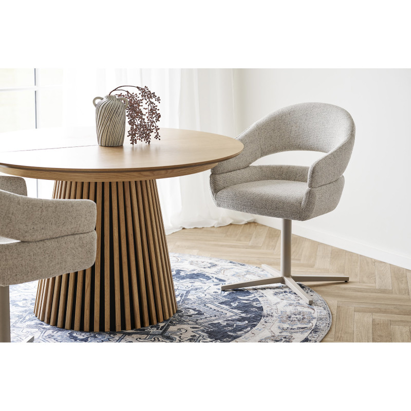 Grand Tapis oriental Rond 200x200 Chenille Polyester Bleu Havana 