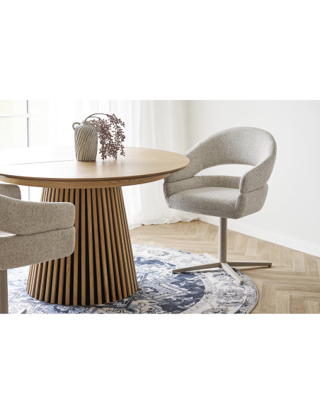 Grand Tapis oriental Rond 200x200 Chenille Polyester Bleu Havana 