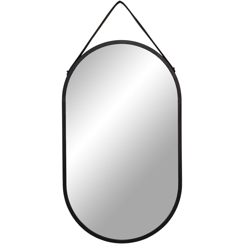 Miroir mural moderne à suspendre Ovale 35x60 Métal Polyuréthane Noir Trapani 