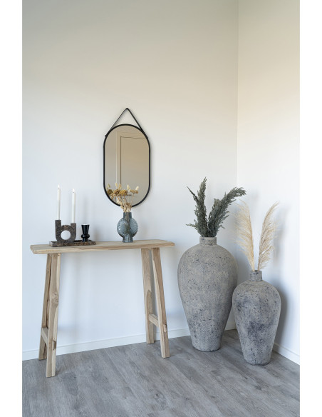 Miroir mural moderne à suspendre Ovale 35x60 Métal Polyuréthane Noir Trapani 