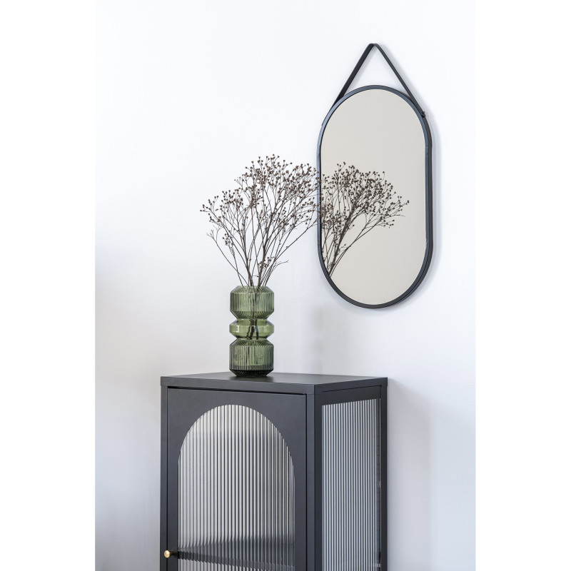 Miroir mural moderne à suspendre Ovale 35x60 Métal Polyuréthane Noir Trapani 
