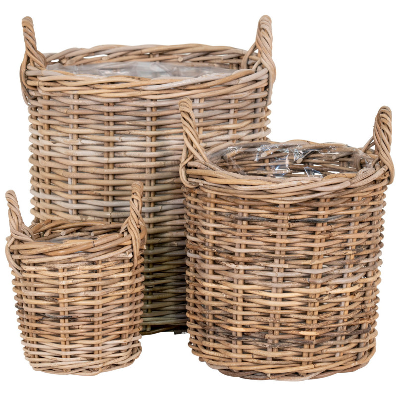 Sema Baskets - Baskets, kubu rattan, natural set of 3 
