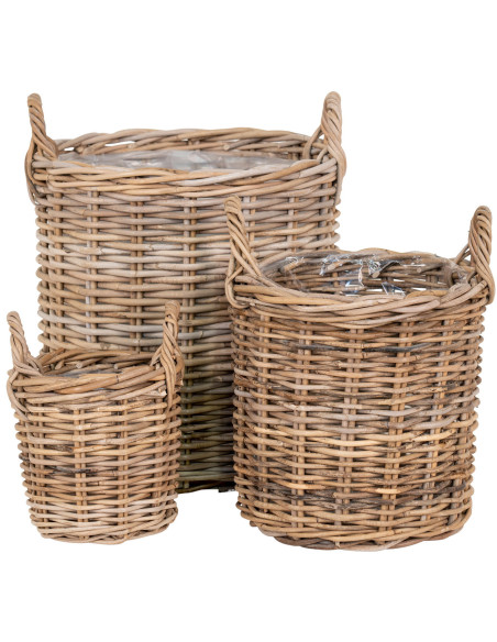 Sema Baskets - Baskets, kubu rattan, natural set of 3 