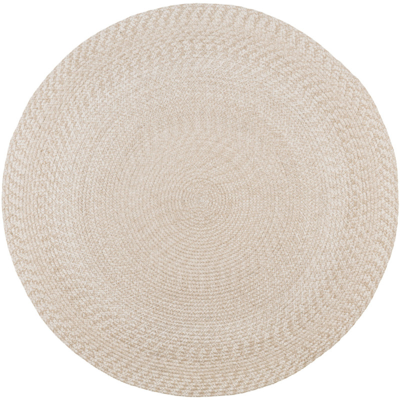 Tapis extérieur moderne Rond 180x180 Plastique recyclé Sable Menorca 