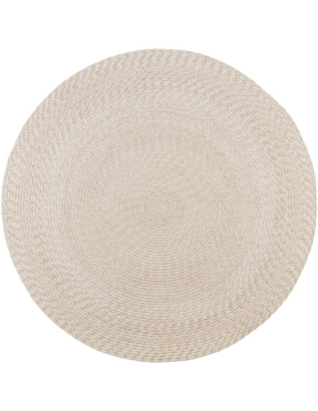 Tapis extérieur moderne Rond 180x180 Plastique recyclé Sable Menorca 