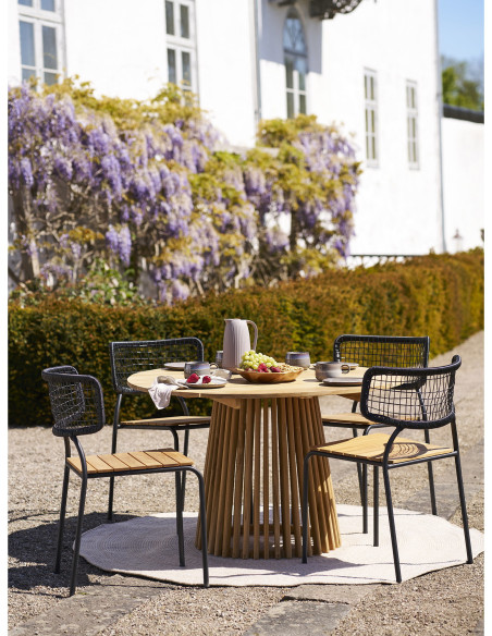 Tapis extérieur moderne Rond 180x180 Plastique recyclé Sable Menorca 