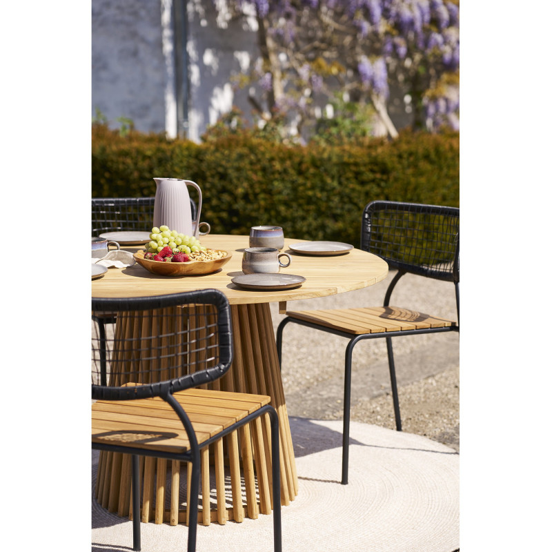 Tapis extérieur moderne Rond 180x180 Plastique recyclé Sable Menorca 