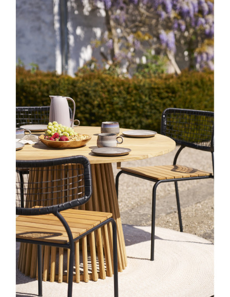 Tapis extérieur moderne Rond 180x180 Plastique recyclé Sable Menorca 