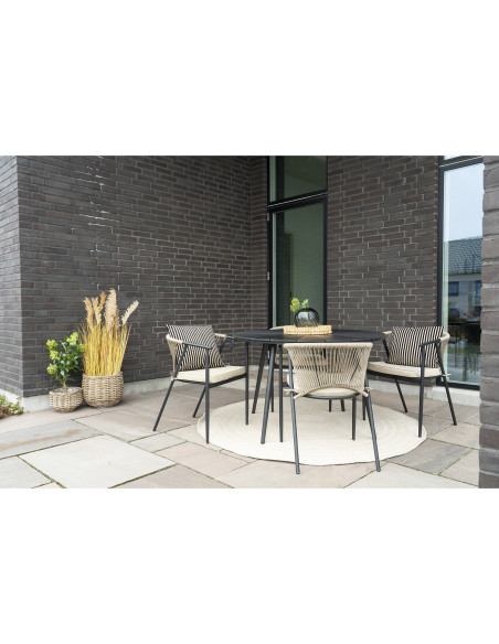 Tapis extérieur moderne Rond 180x180 Plastique recyclé Sable Menorca 