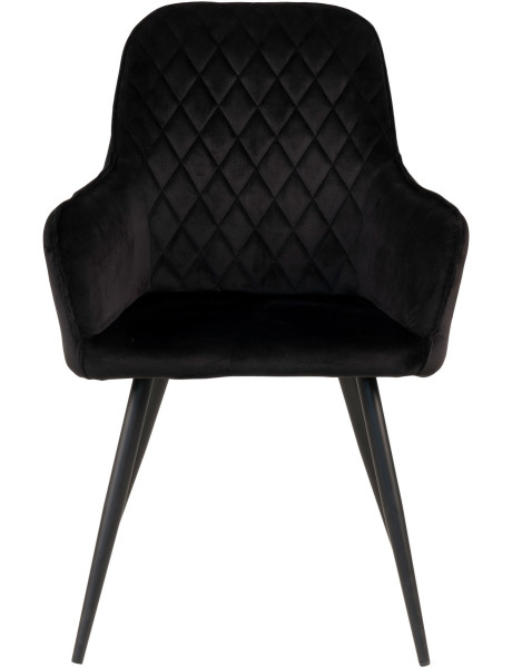 Fauteuil de table matelassé Velours Noir Métal Noir Harbo (Lot de 2) 
