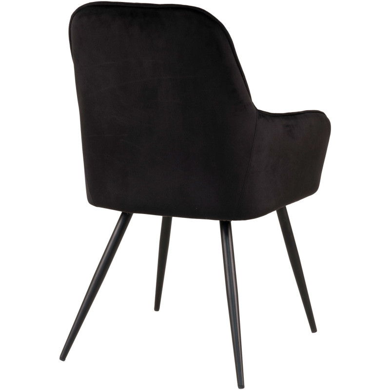 Fauteuil de table matelassé Velours Noir Métal Noir Harbo (Lot de 2) 