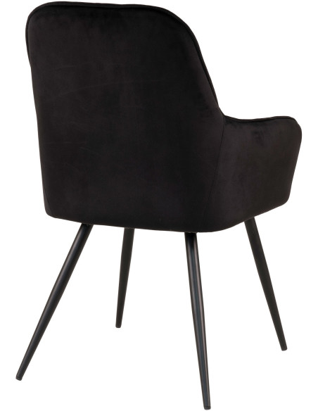Fauteuil de table matelassé Velours Noir Métal Noir Harbo (Lot de 2) 