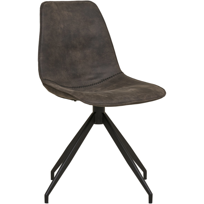 Chaise moderne pivotante Microfibre Gris Métal Noir Monaco (Lot de 2) 