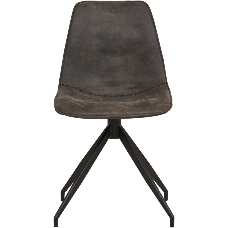 Chaise moderne pivotante Microfibre Gris Métal Noir Monaco (Lot de 2) 