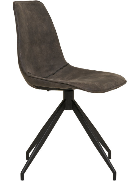Chaise moderne pivotante Microfibre Gris Métal Noir Monaco (Lot de 2) 