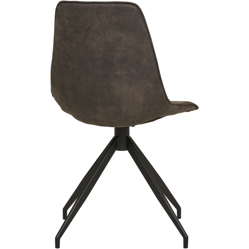 Chaise moderne pivotante Microfibre Gris Métal Noir Monaco (Lot de 2) 