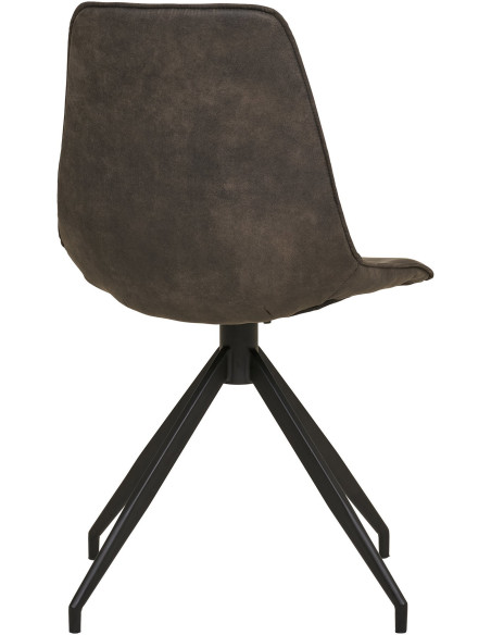 Chaise moderne pivotante Microfibre Gris Métal Noir Monaco (Lot de 2) 