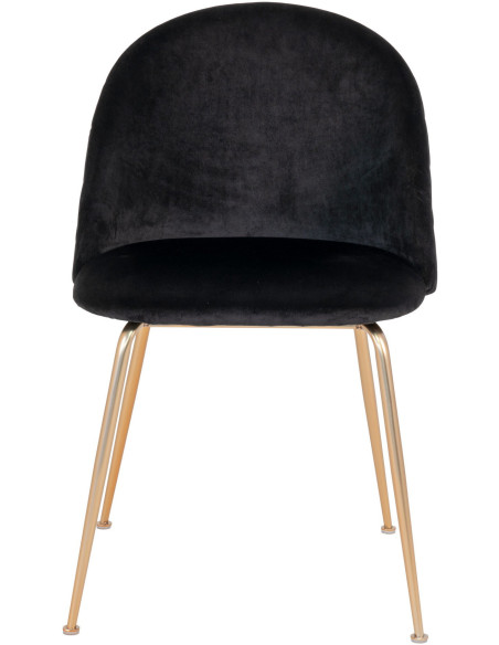 Chaise moderne arrondie Velours Noir Métal Doré Effet laiton Geneve (Lot de 2) 
