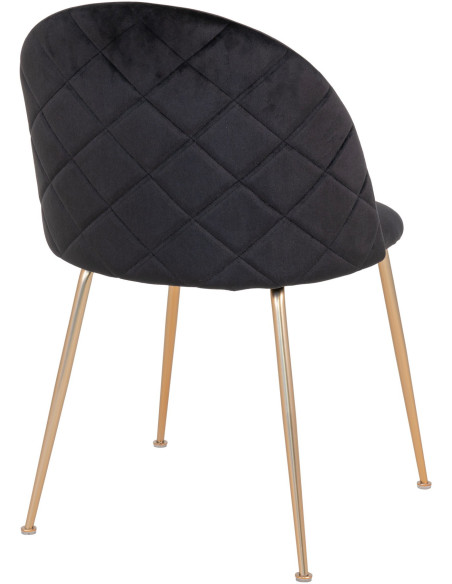 Chaise moderne arrondie Velours Noir Métal Doré Effet laiton Geneve (Lot de 2) 