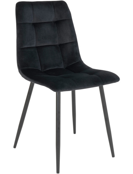 Chaise moderne matelassée Velours Noir Métal Noir Middelfart (Lot de 2) 