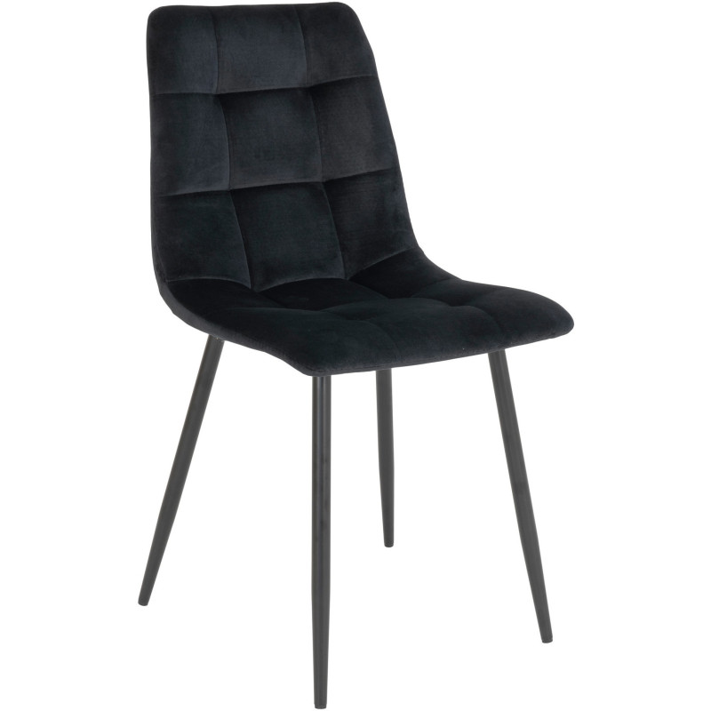 Chaise moderne matelassée Velours Noir Métal Noir Middelfart (Lot de 2) 