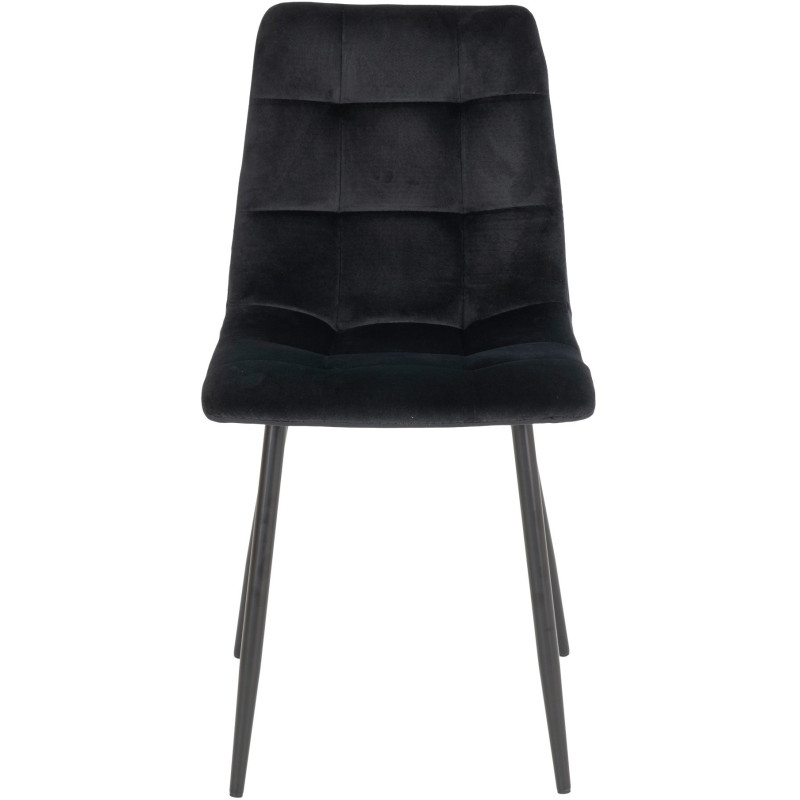 Chaise moderne matelassée Velours Noir Métal Noir Middelfart (Lot de 2) 