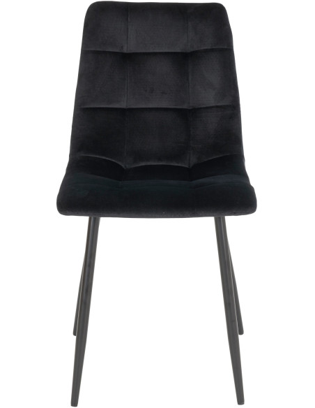 Chaise moderne matelassée Velours Noir Métal Noir Middelfart (Lot de 2) 