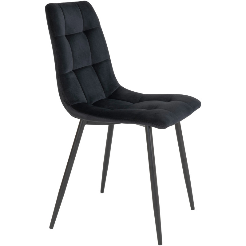 Chaise moderne matelassée Velours Noir Métal Noir Middelfart (Lot de 2) 
