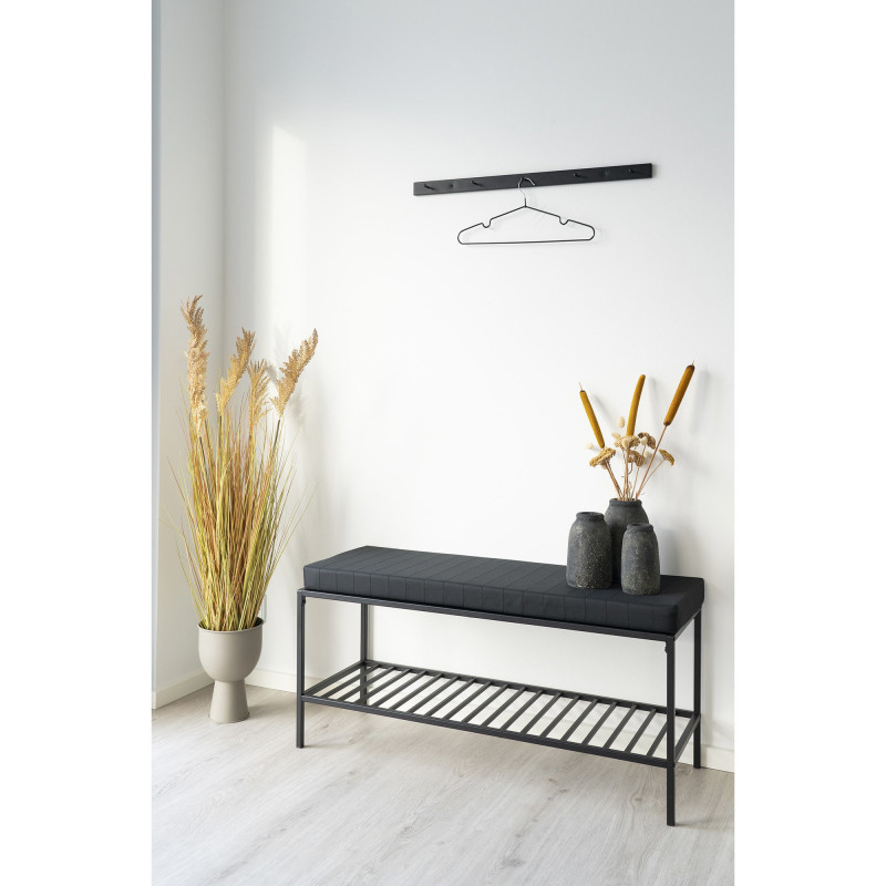 Grand porte manteaux mural moderne 5 crochets 70 cm Métal Noir Vita 