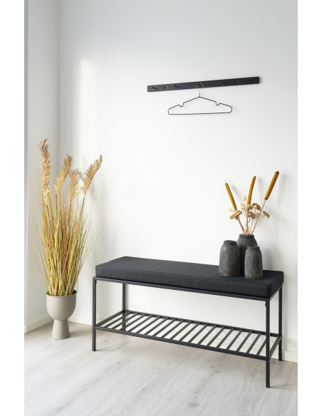 Grand porte manteaux mural moderne 5 crochets 70 cm Métal Noir Vita 