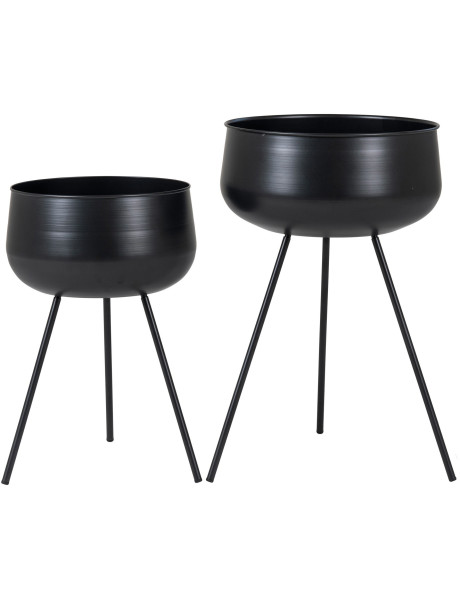Cache pot sur pieds moderne Métal Noir Ardola (Lot de 2) 