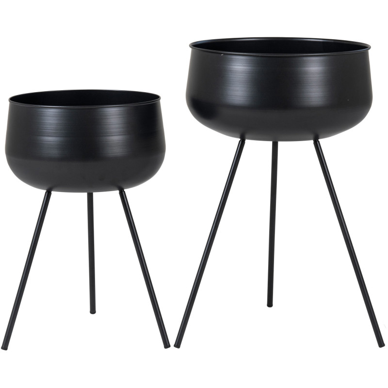 Cache pot sur pieds moderne Métal Noir Ardola (Lot de 2) 