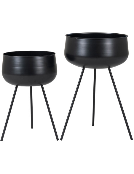 Cache pot sur pieds moderne Métal Noir Ardola (Lot de 2) 